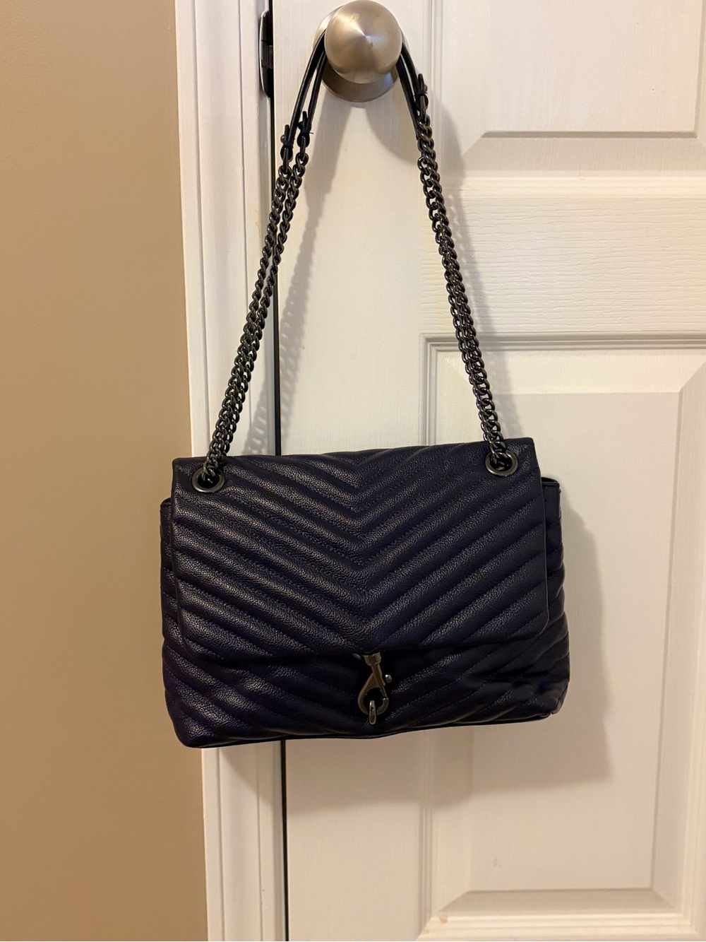 Rebecca Minkoff Quilted Chevron Shoulder Bag in Eggplant/Deep Purple - Picture 8 of 8